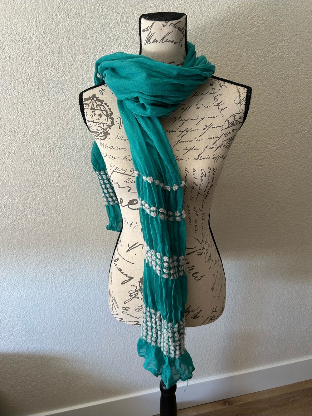 Teal pleated Women's Scarf